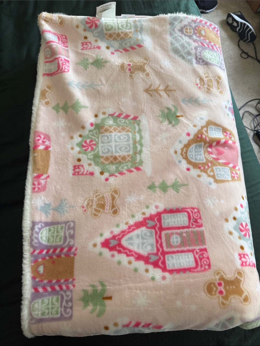 cupcakes & cashmere Pink Gingerbread Village Holiday Throw Blanket